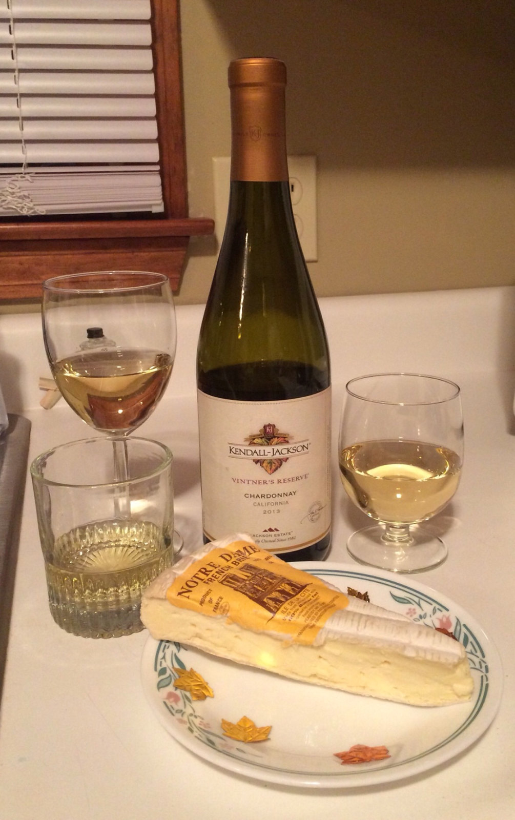 Kendall Jackson Chardonnay and Notre Dame French Brie 1