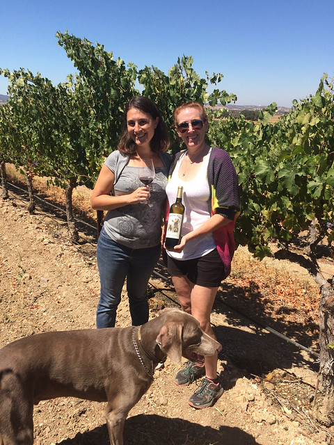 Maria and Lori in Plummer Vineyard, Paso Robles, CA drinking Dracaena Wines
