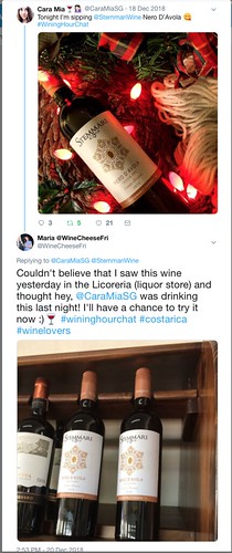 Twitter interaction about Stemmari wine