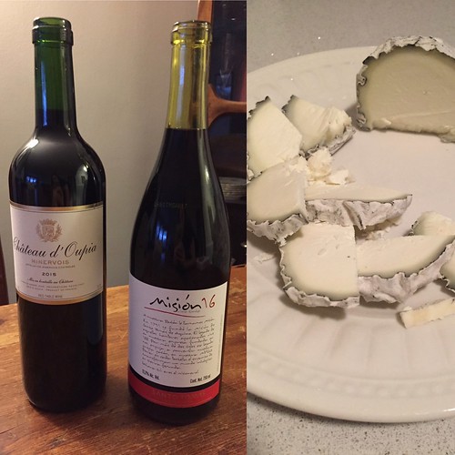 Chateau d'Oupia Minervois and Misión 16 by Santo Tomas with Wabash Cannonball cheese