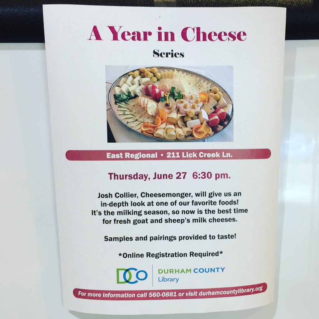 A Year in Cheese Program at the Durham County Libary