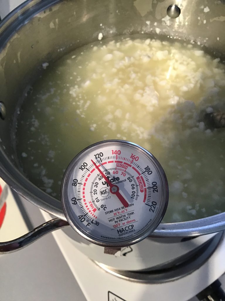 Curds and Whey! Be sure to keep an eye on your temperature!