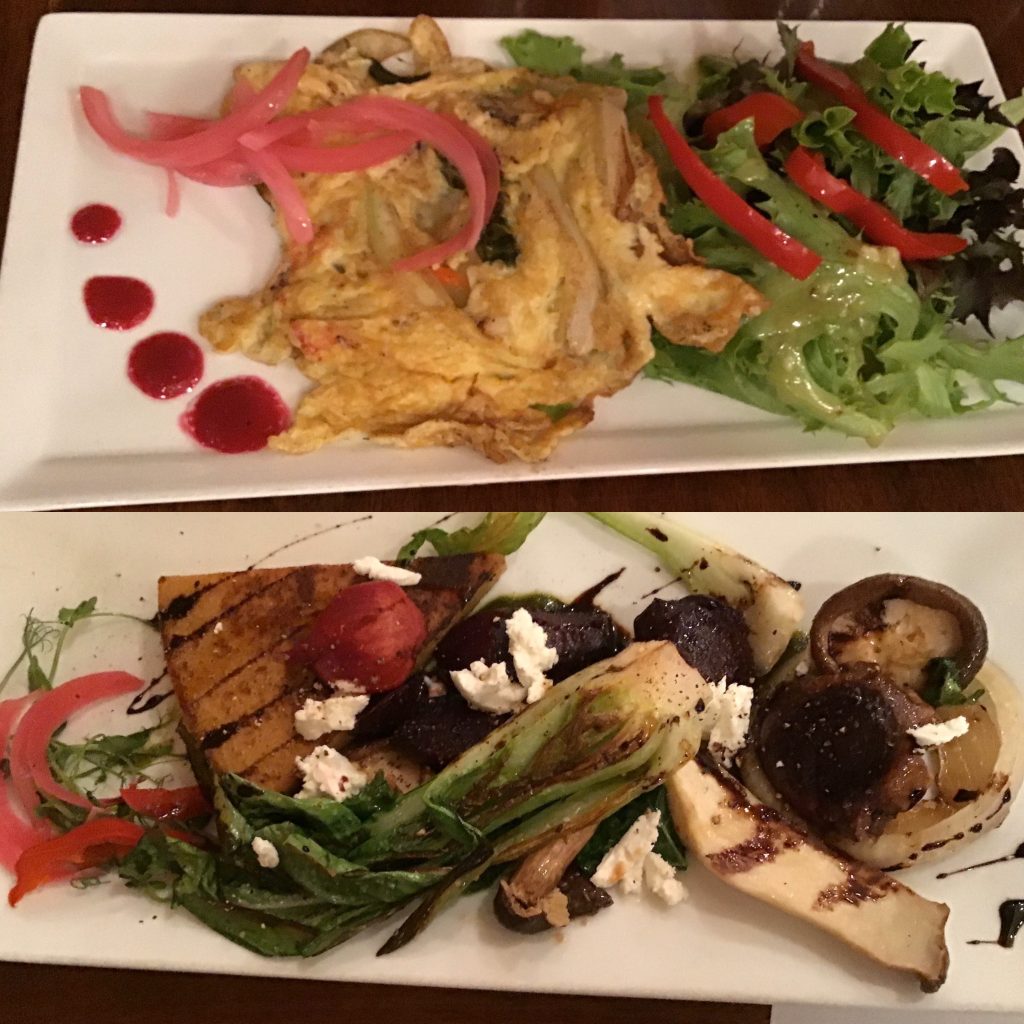 our small plates_fermented bok choy salad and beet polenta