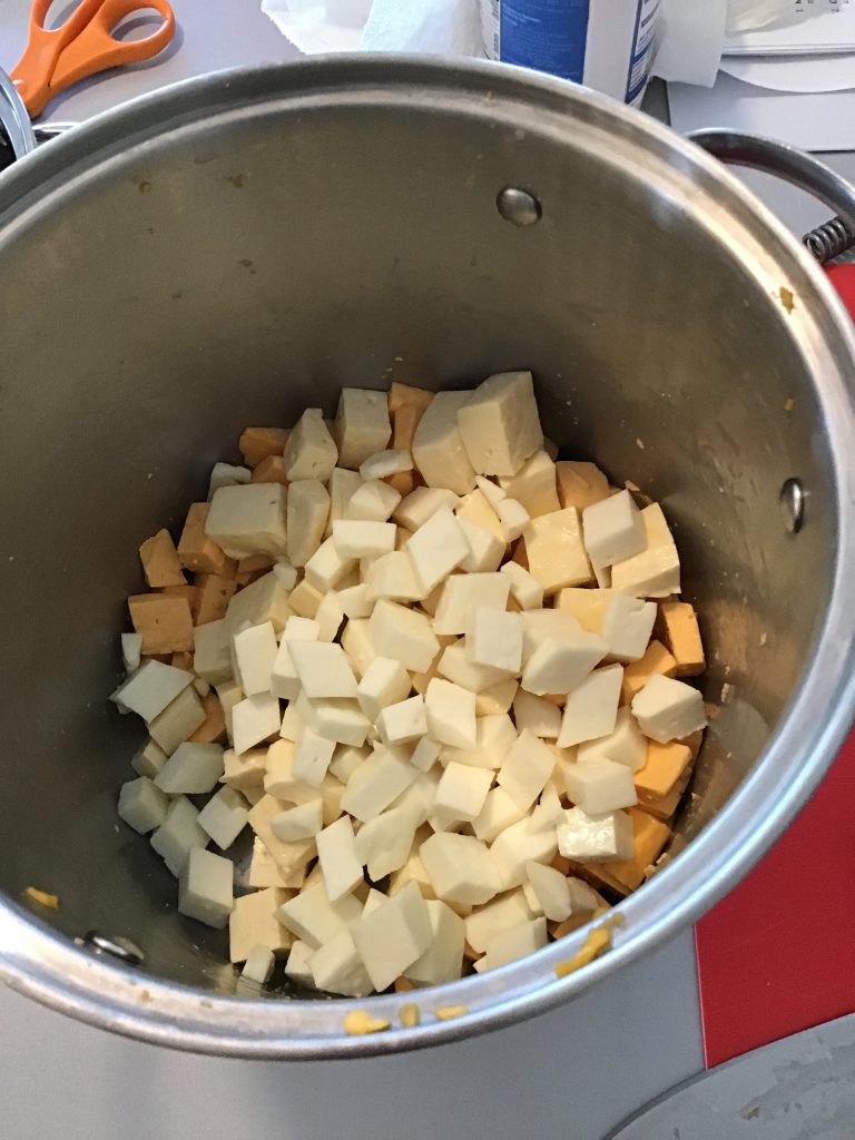 The curds of all three milks, millled and ready to eat