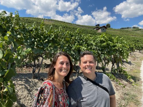 Maria and Neil just before they declare themselves lost in the vineyard