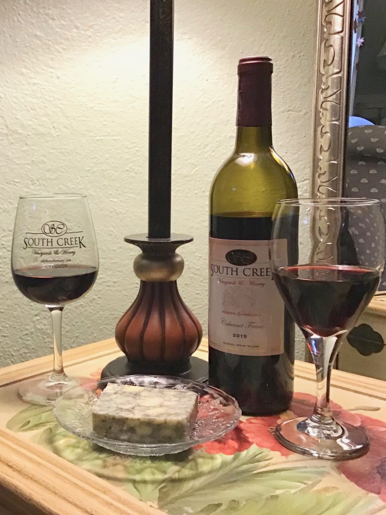 South Creek Winery Cabernet Franc and Ashe County Cheese Carolina Bleu Marble