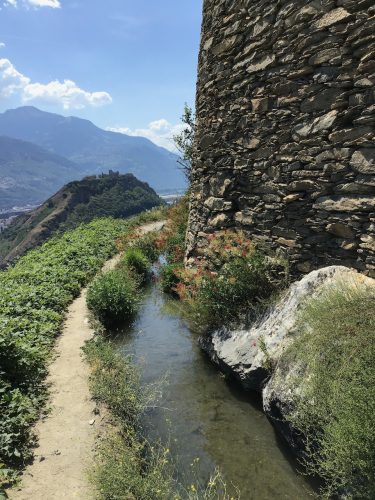 the aqueduct running through the vineyard