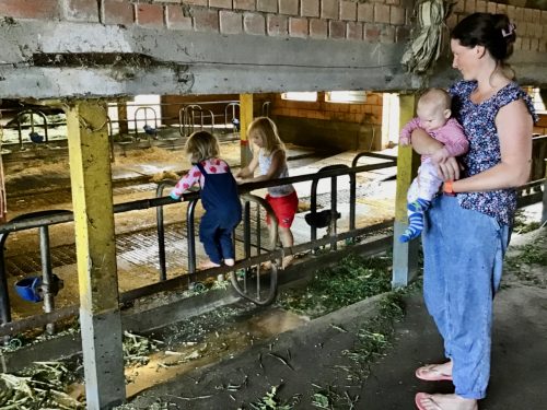 Nora and the kids at the farm