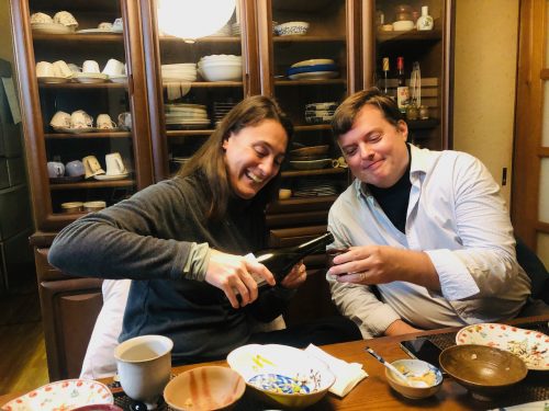 Maria and Neil with their sake